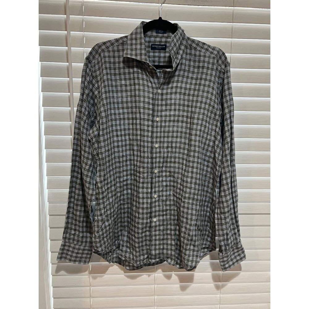 Peter Millar 100% Linen Long Sleeve‎ Button Up Shirt - Size - L
